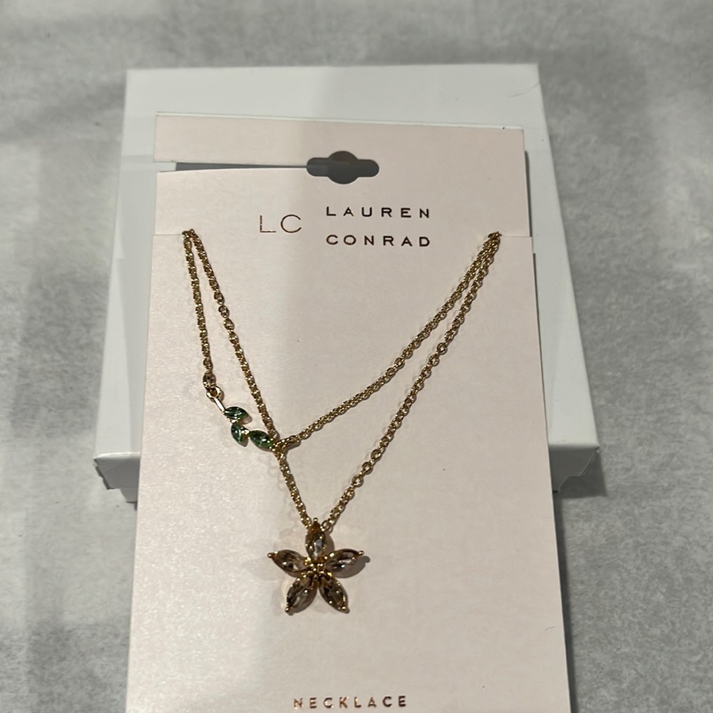 LC, Pink and Green, Flower Necklace